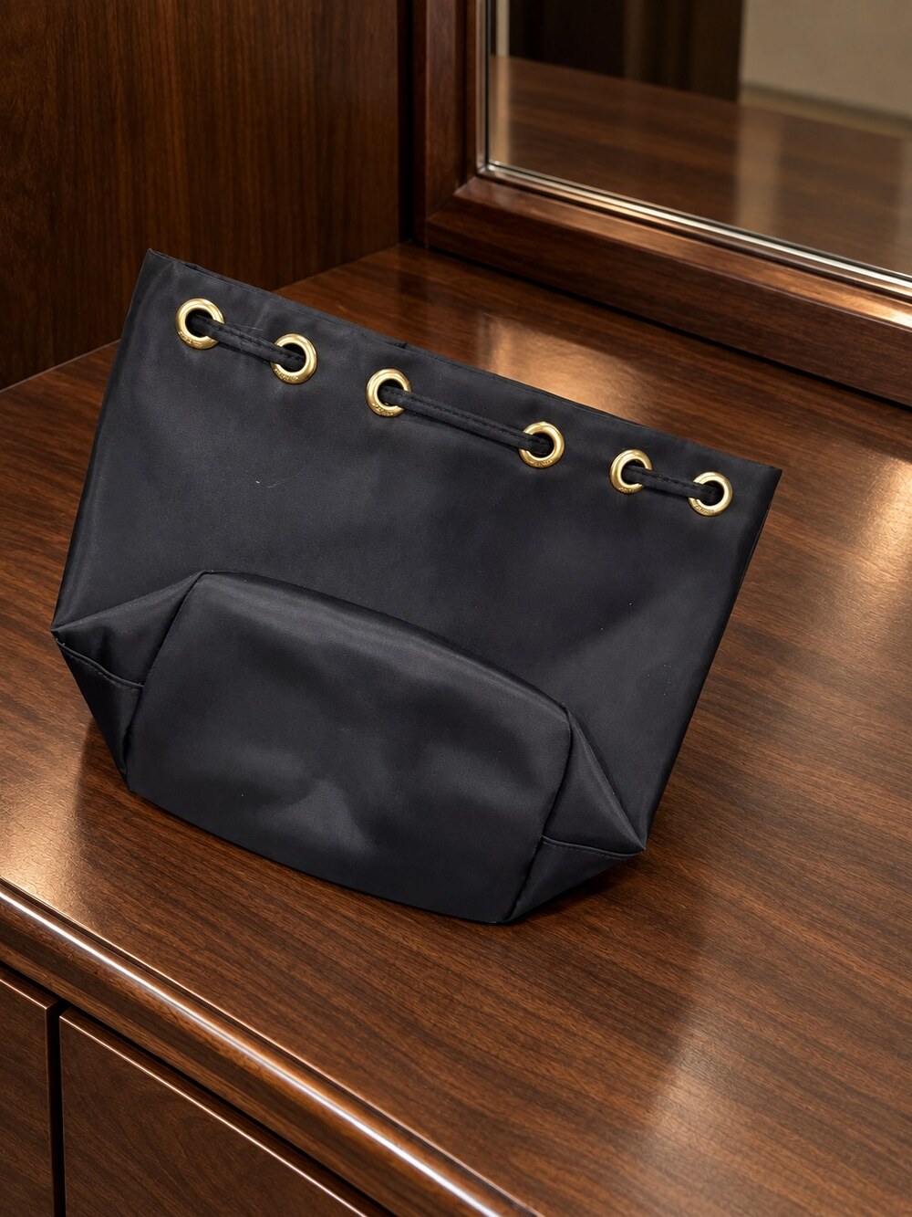 Prada Black Drawstring Makeup Bag | Drawstring Accessory Pouch - Picture 3 of 6